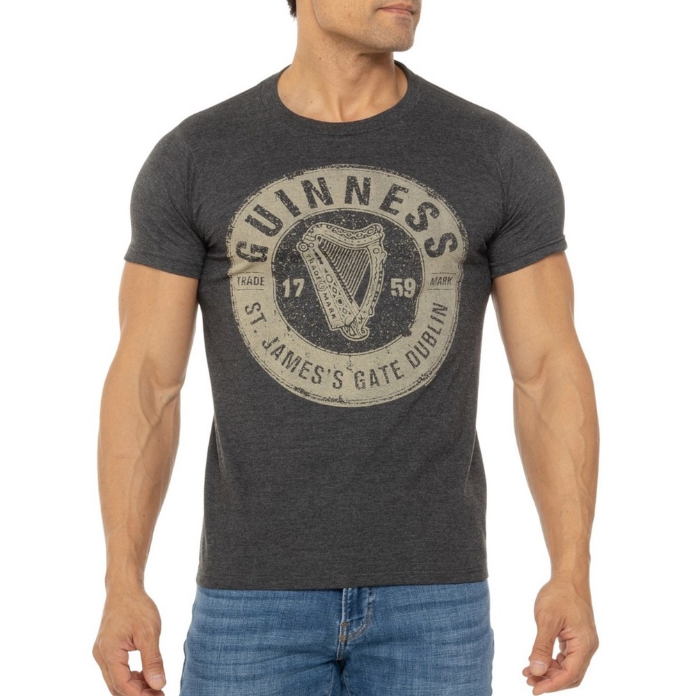 NWOT men’s marled grey Guinness tee shirt S